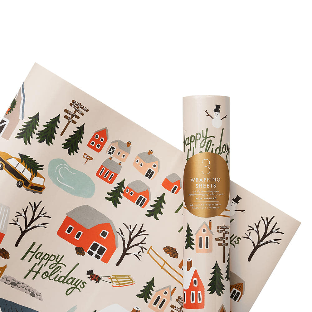 [Rifle Paper Co.] Holiday Tree Farm Wrapping Sheets [3 sheets]