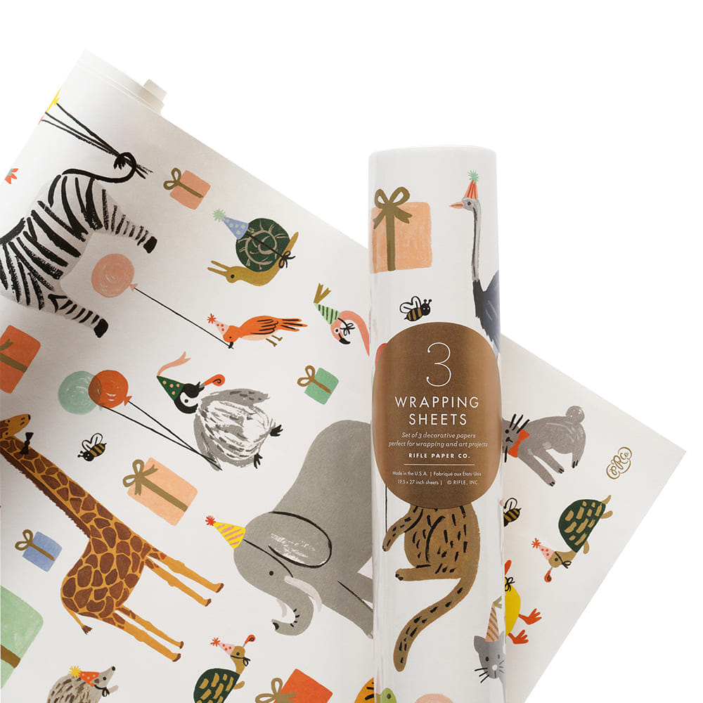 [Rifle Paper Co.] Party Animals Wrapping Sheets [3 sheets]
